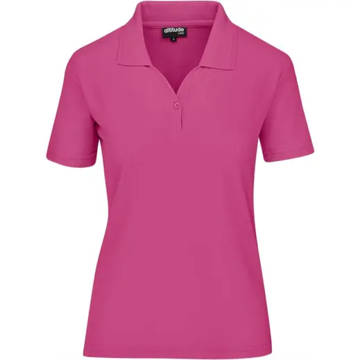 Ladies Basic Pique Golf Shirt Pink Front